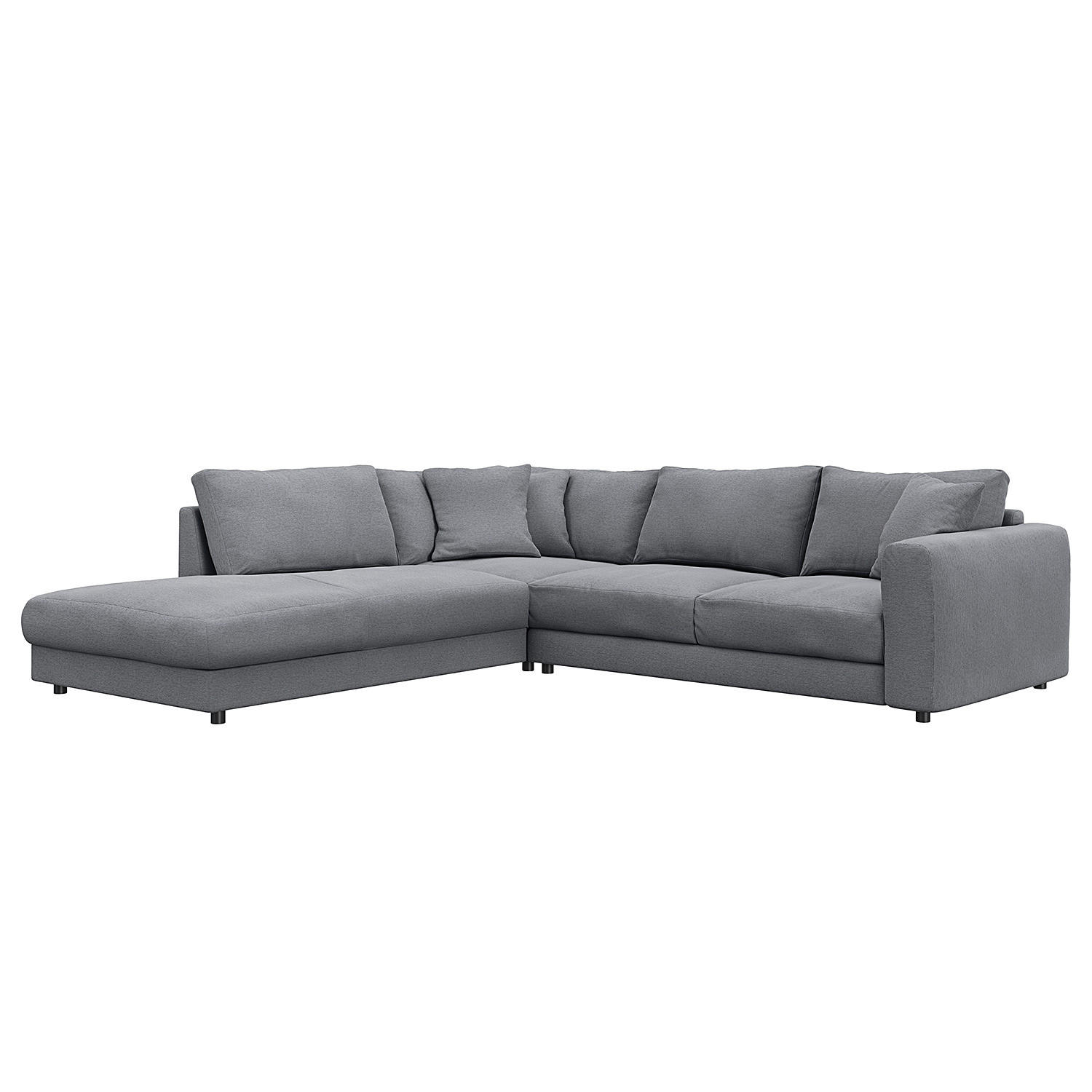 ECKSOFA mit Ottomane - Schwarz/Grau, Textil (267/254cm) - home24