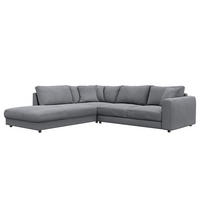 ECKSOFA mit Ottomane - Schwarz/Grau, Textil (267/254cm) - home24