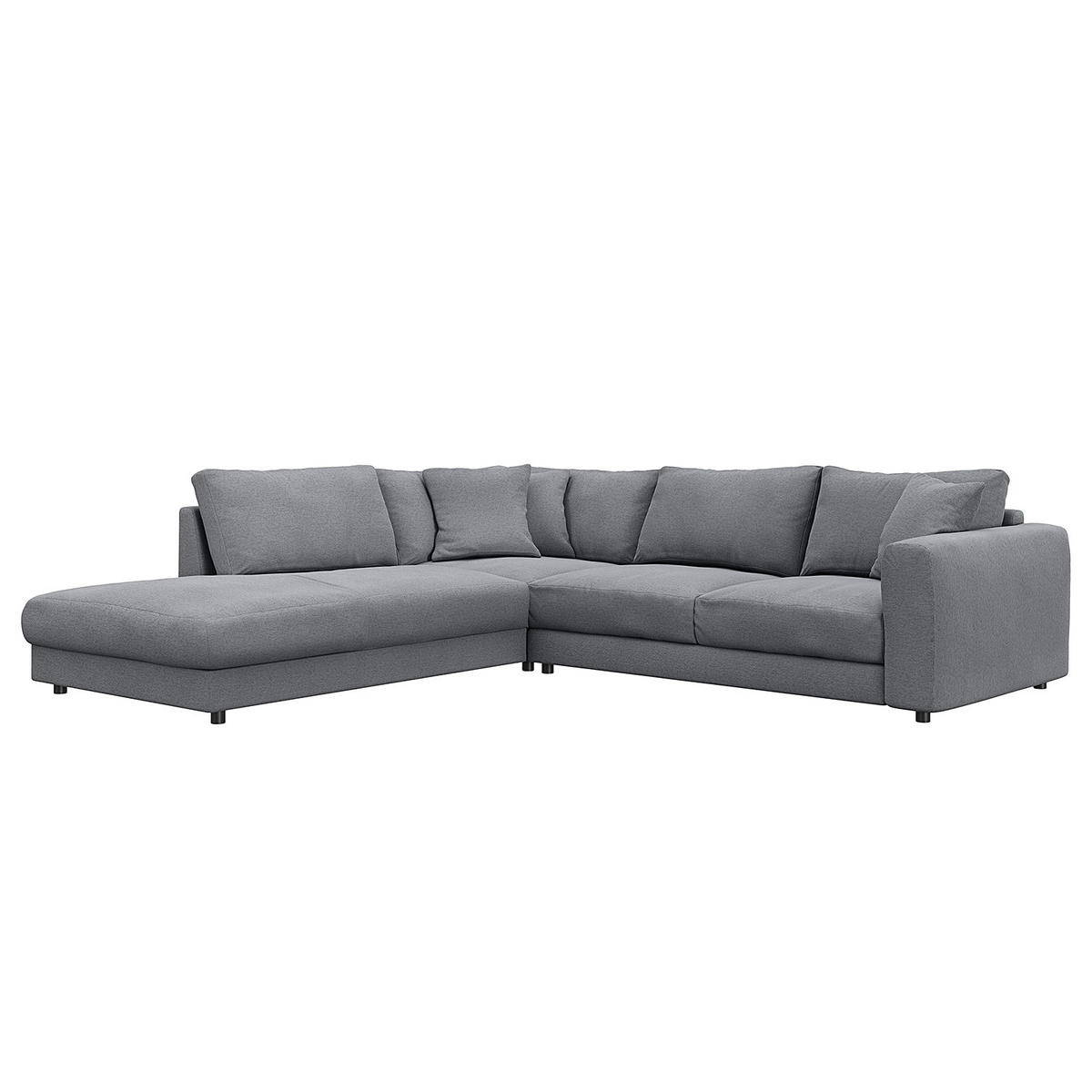 ECKSOFA mit Ottomane - Schwarz/Grau, Textil (267/254cm) - home24