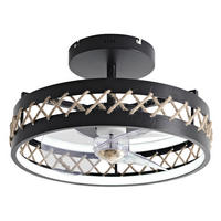 LED-DECKENLAMPE Schwarz mit integriertem Ventilator 65 W - Schwarz, Kunststoff (50/50/14cm) - Purline