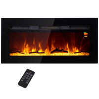 ELEKTROKAMIN mit LED Flammeneffekt,1800 W Wandkamin mit Kristalle, in 3 Farben - Schwarz, Metall (15.8/45/91.4cm) - HOMCOM