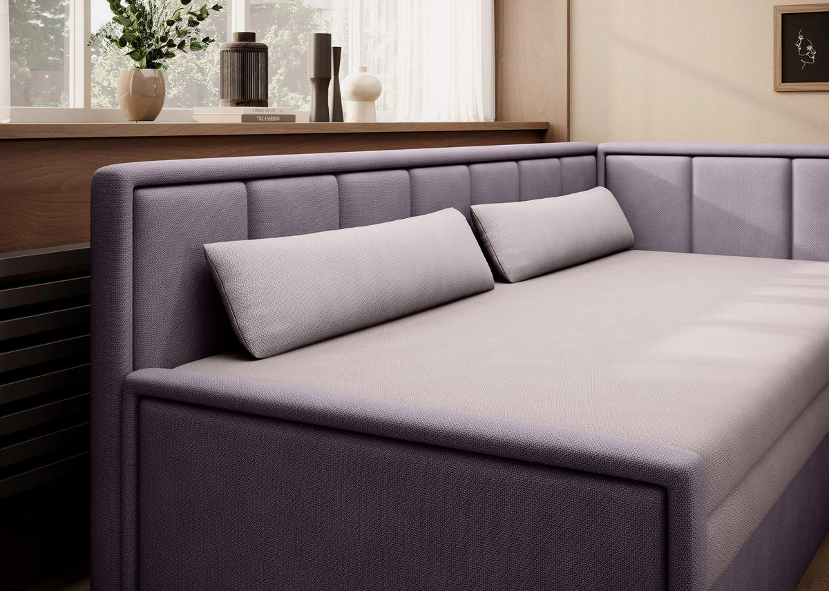 SCHLAFSOFA FULGEO mit Schlaffunktion & Bettkasten – Modernes 3-Sitzer Sofa, Liegefläche 200 x 150 cm - Pink, Kunststoff (214/82/77cm) - Wohnideebilder