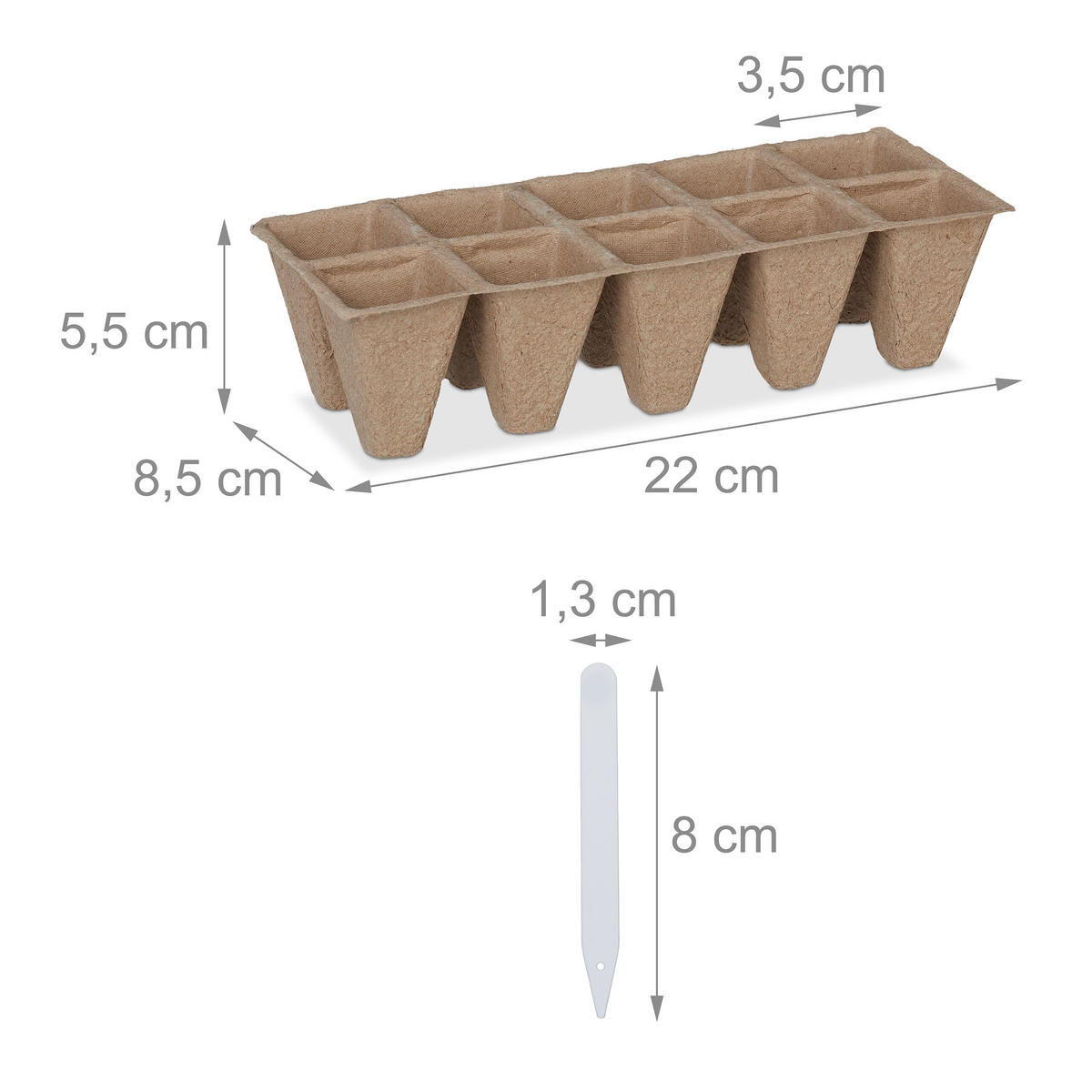 200XANZUCHTTÖPFE - Hellbraun, Papier/Kunststoff (22/5.5/8.5cm) - Relaxdays