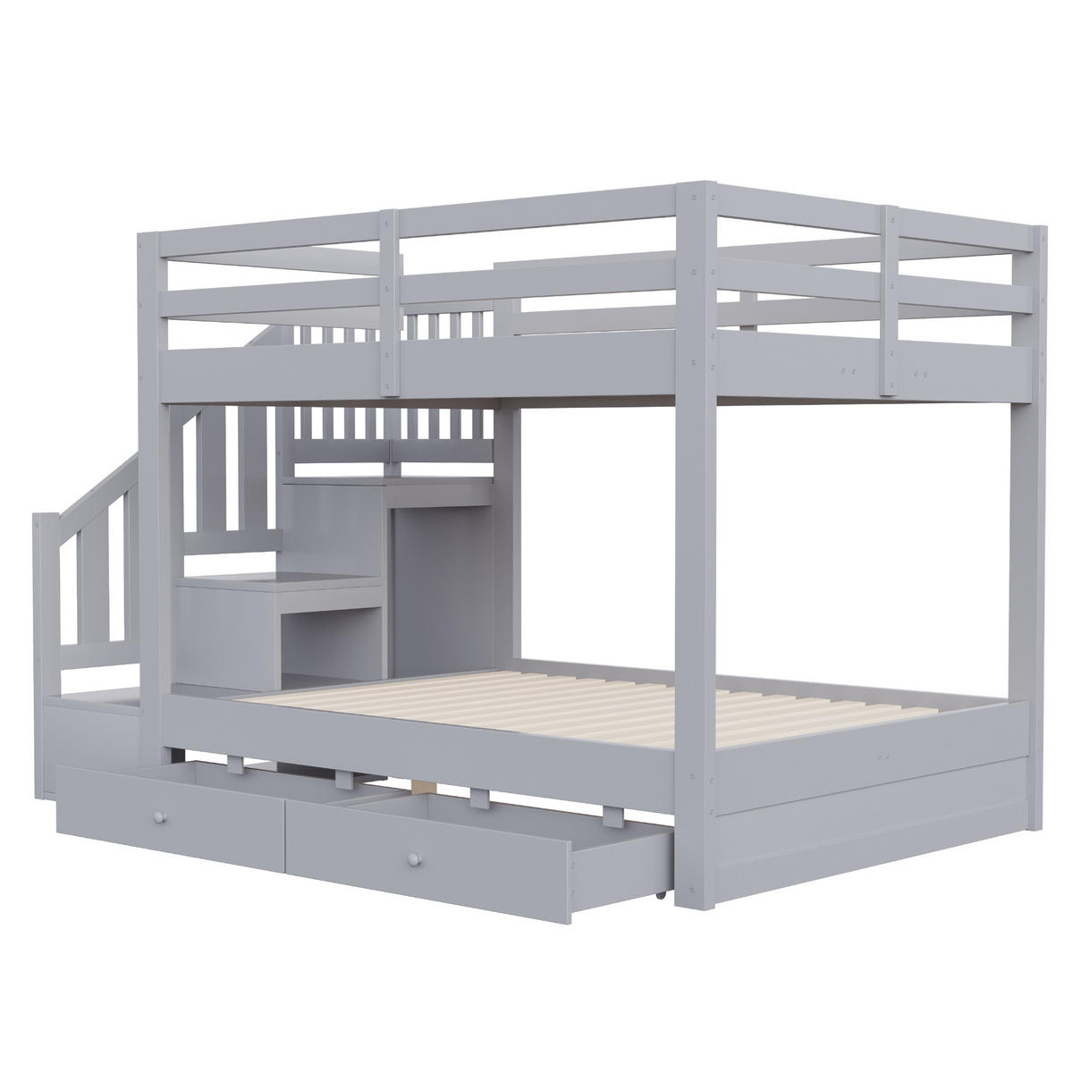 HOLZ-ETAGENBETT 140 x 200 cm mit Stauraumleiter, Grau - Grau, Holz (140/200cm) - FLIEKS