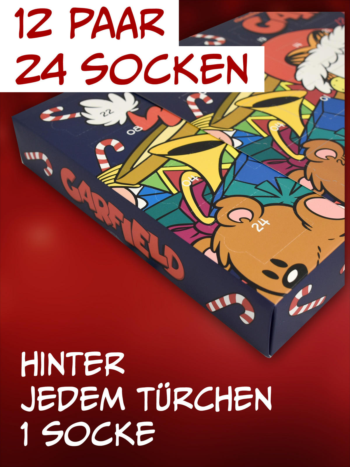 ADVENTSKALENDER Garfield mit 12 Paar Socken Größe 35-41 - Multicolor, Textil (37/5/26.5cm) - United Labels