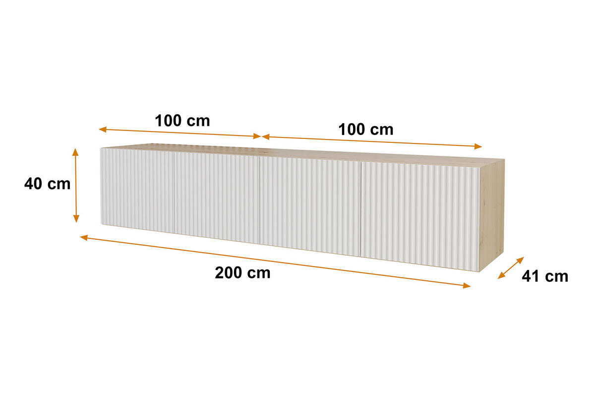LOWBOARD NOA-2-W 2x100x40x41 cm - Artisan / Weiß - Weiß, Holzwerkstoff (200/40/41cm) - ALTDECOR