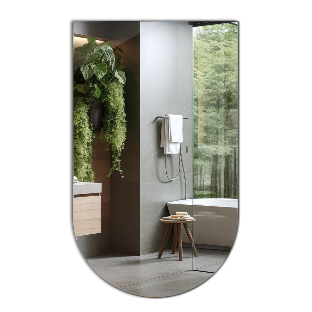 SPIEGEL 50x90 cm Geschliffener Wandspiegel Asymmetrischer Ovalschnitt - Transparent, Glas (50/90/50cm) - TULUP