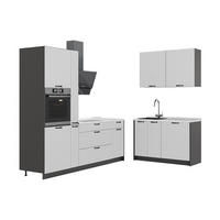 KUHINJA Fame-Line, Bijela Seoska/Antracit, 220 x 120 cm, RP Mramor - bijela/antracit, drvni materijal (220/206.8/60cm) - Vicco