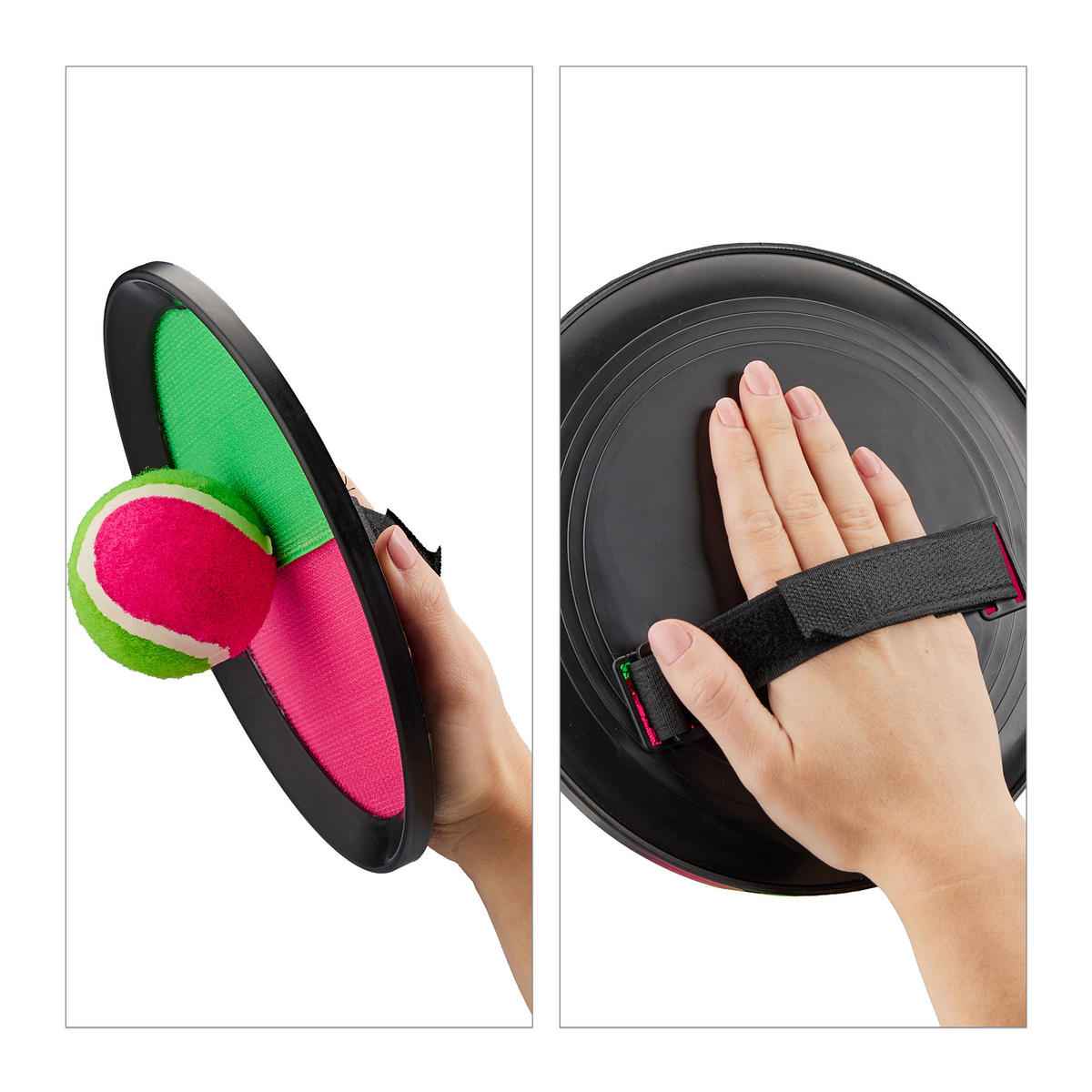 KLETTBALLSPIEL-SET - Multicolor, Kunststoff (20.5/20.5cm) - Relaxdays