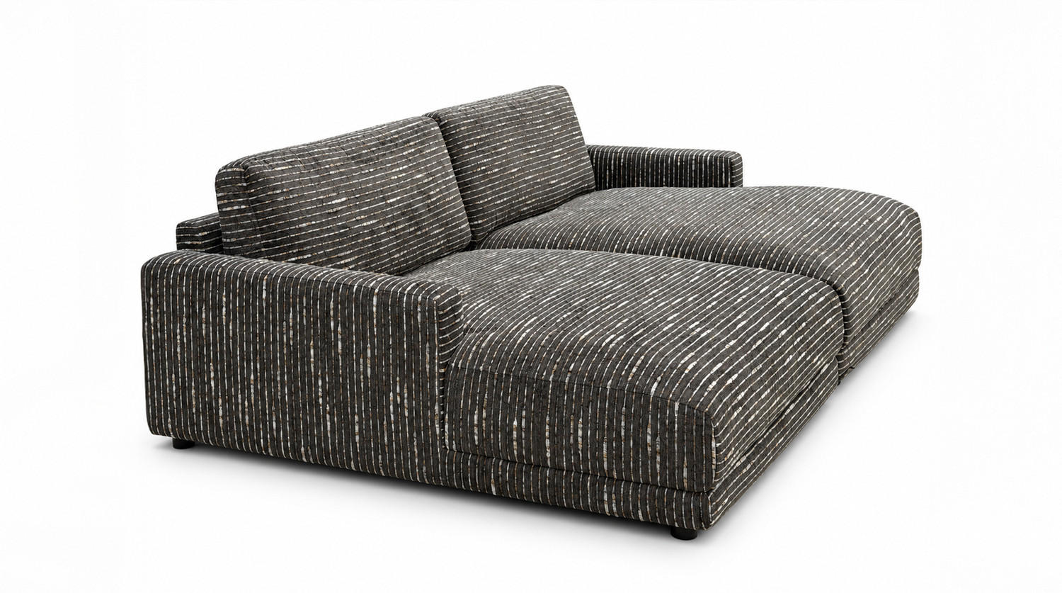 BIG SOFA MARLIN Braun Flachgewebe - Dunkelbraun/Schwarz, Kunststoff/Textil (262/80/168cm) - KAWOLA