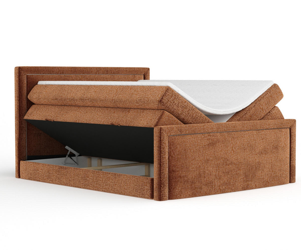 BOXSPRINGBETT Lavenda Kupferfarbe 180/200 cm - Schwarz/Kupferfarben, Holz/Holzwerkstoff (180/200cm) - Maison de Reve