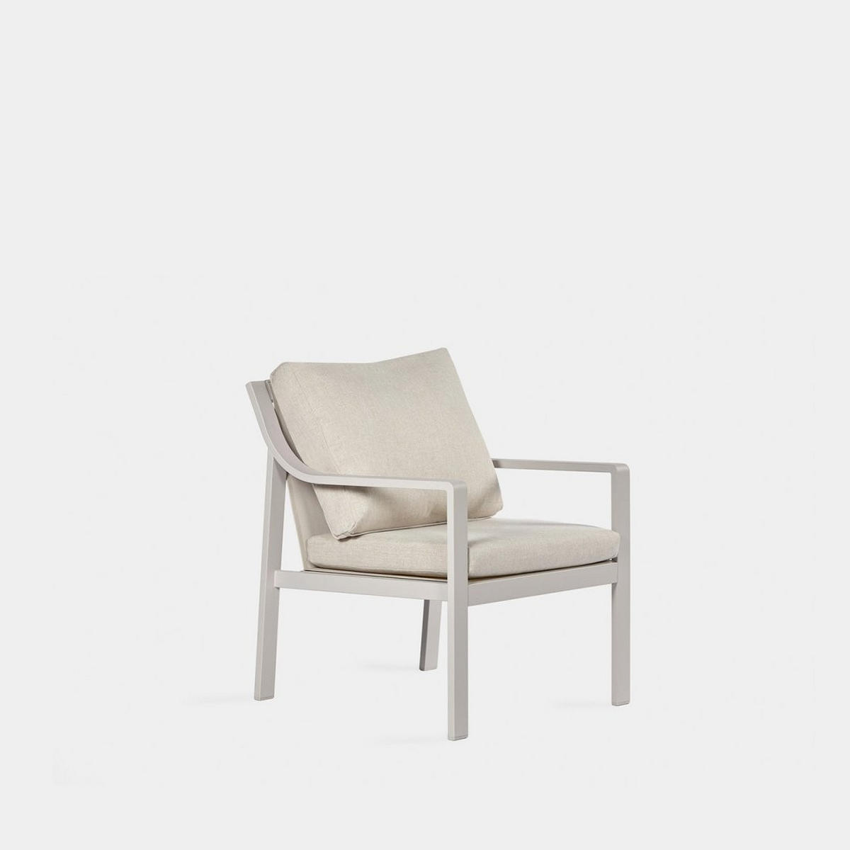 GARTEN-SET mit 2 Sesseln und Couchtisch aus beigem Aluminium Niran - Beige, Textil - Klast Home