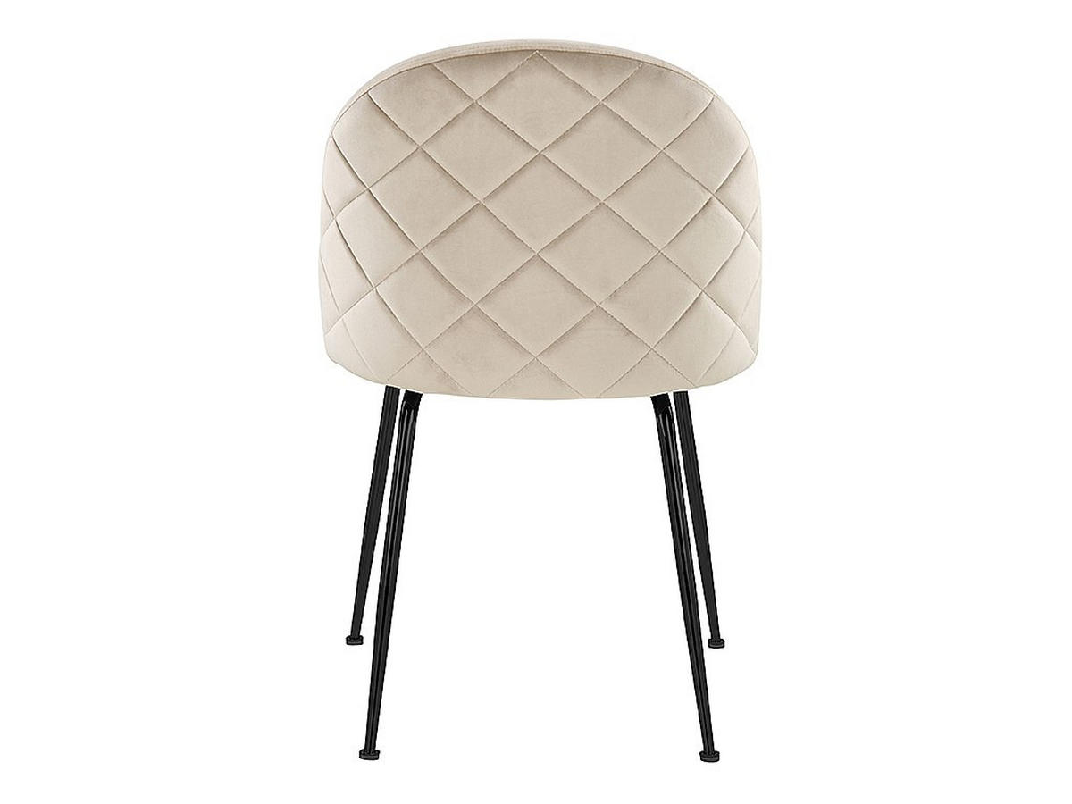 STUHL 6er-Set - Samt & Schwarzes Metall - Beige - MELBOURNE - Beige, Textil (50/77/55cm) - Vente-Unique