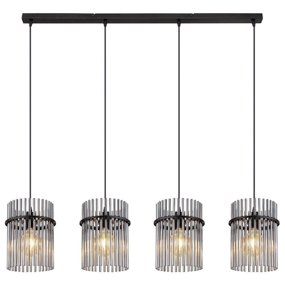 LED HÄNGELEUCHTE Metall Schwarz Rauchglas - Schwarz, Glas (110/20/140cm) - Globo Lighting