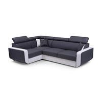 ECKSOFA MIRA Grau Geflochtener Stoff mit Schlaffunktion - Grau, Holz (263/184cm) - MASSENO