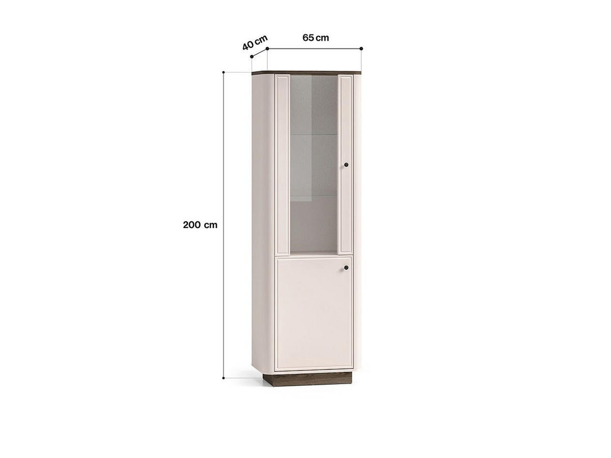 VITRINE – 65 cm – Vilavio – Kaschmir / Eichefarben - Kaschmir/Eichefarben, Holzwerkstoff (65/200/40cm) - hi-markt