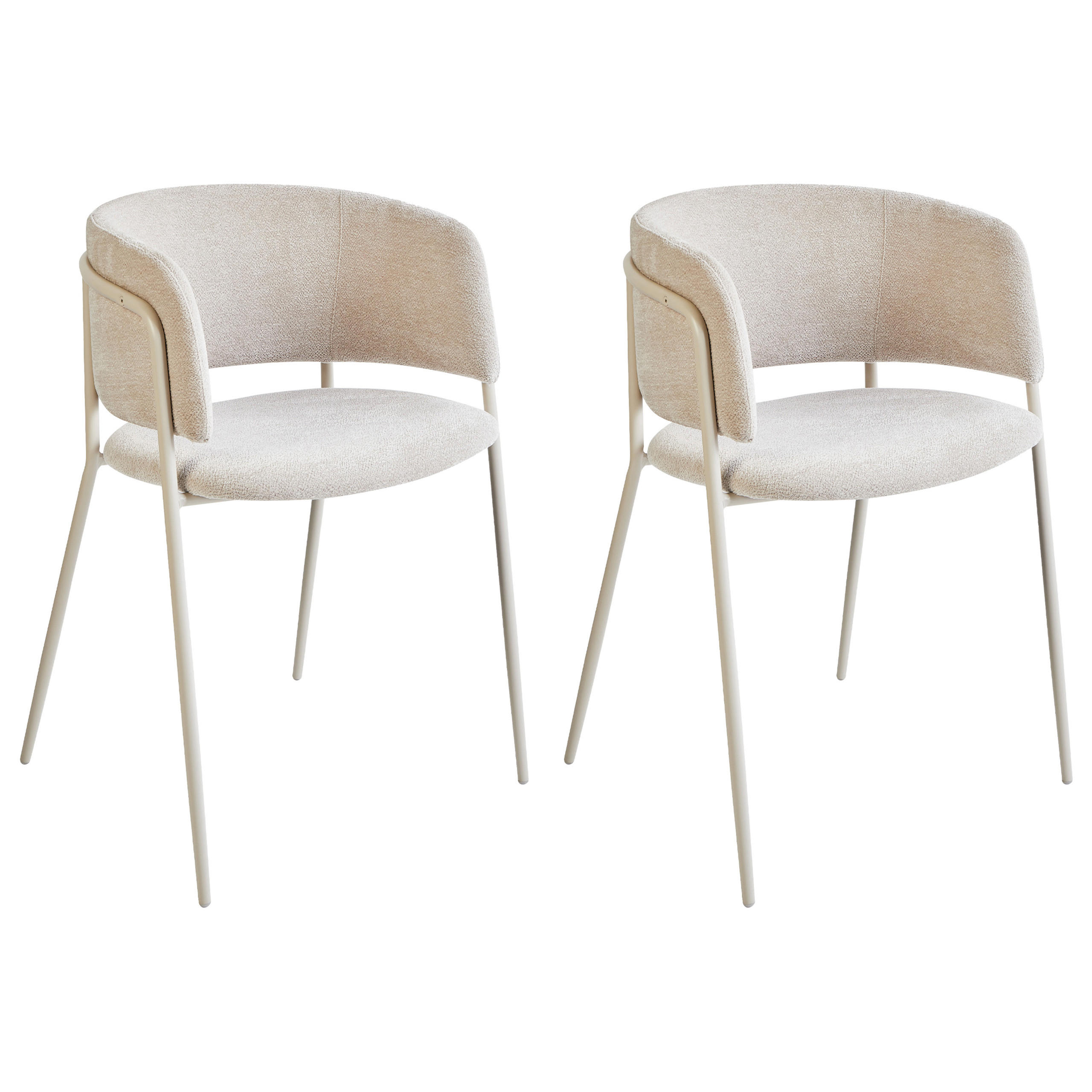 ESSZIMMERSTUHL 2er-Set Hellbeige Springer - Beige, Textil (53/75/51cm) - Beliani