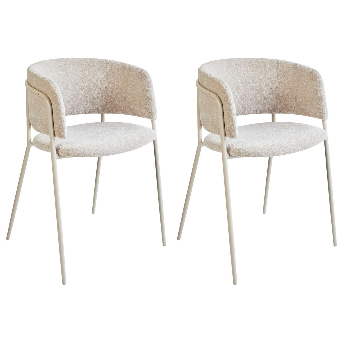 ESSZIMMERSTUHL 2er-Set Hellbeige Springer - Beige, Textil (53/75/51cm) - Beliani