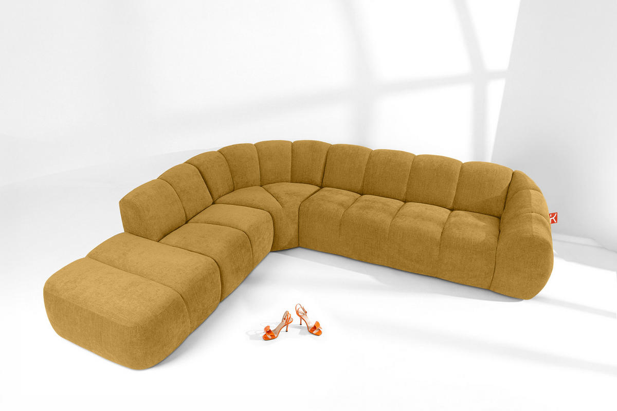 ECKSOFA LINKS FLAVA, Honigfarben - Honig, Holz/Holzwerkstoff (310/274cm) - KONSIMO®