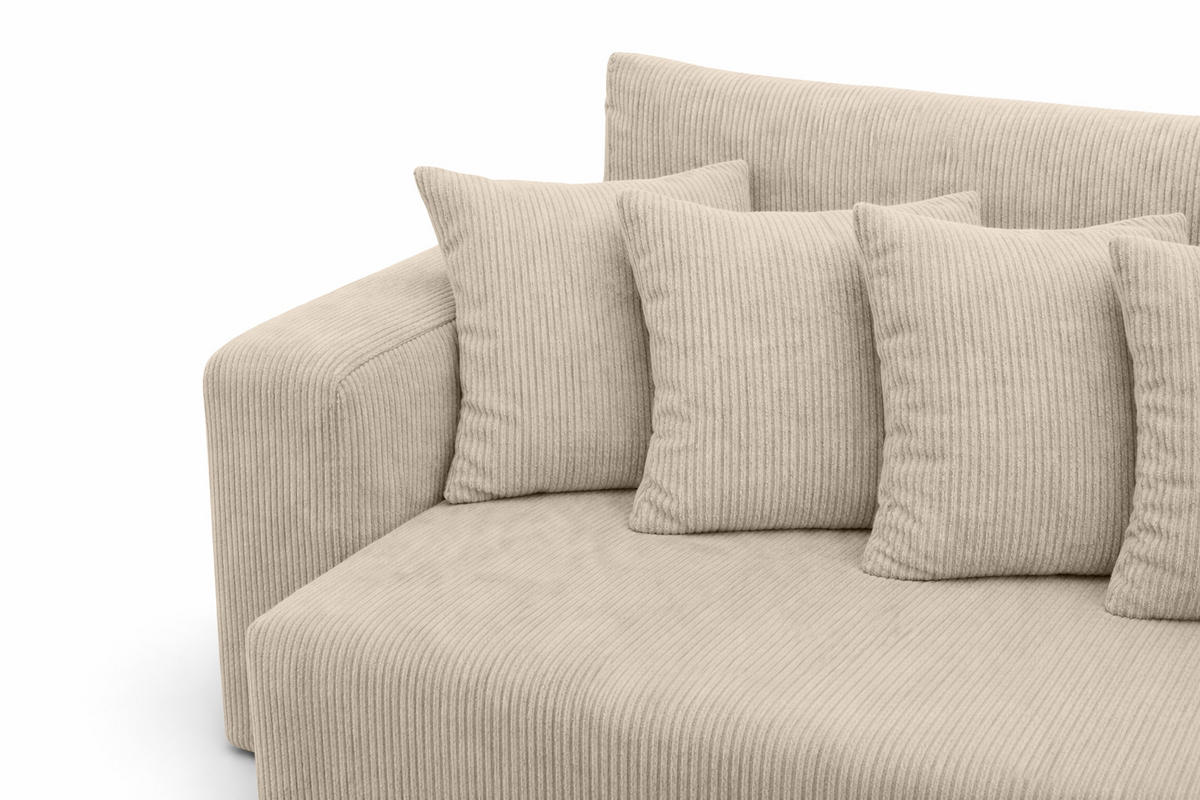SCHLAFSOFA, Cordstoff Poso, Dunkelbeige, PIANO DOUBLE - Beige, Holz (246/83/145cm) - Kaiser Möbel