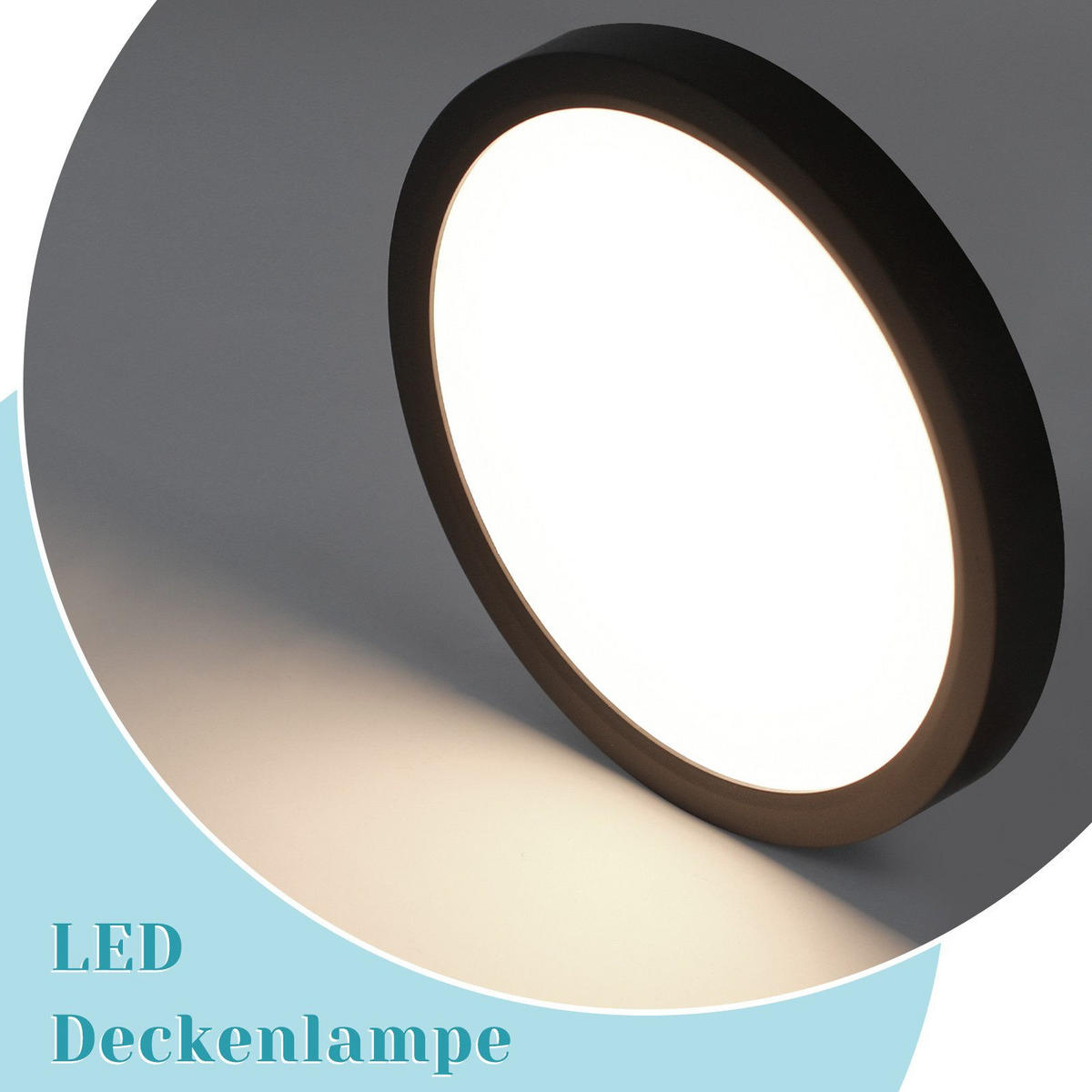 LED-DECKENLEUCHTE Warren 4000K-Neutralweiß 18/18/3 cm - Schwarz, Kunststoff (18/18/3cm) - Nettlife