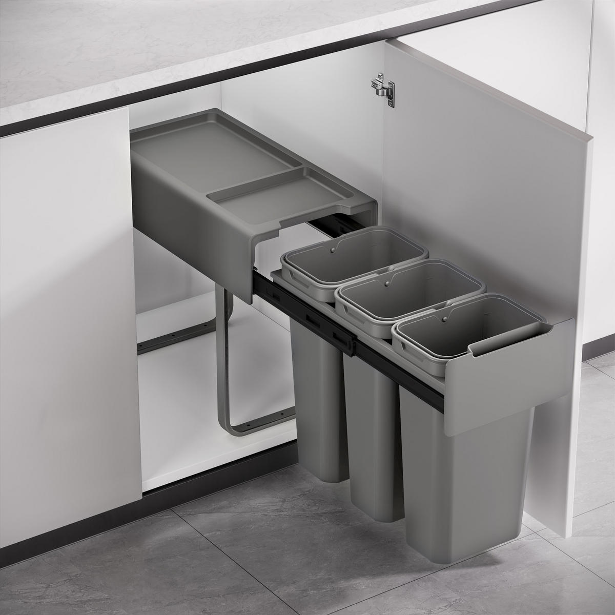 EINBAUMÜLLEIMER EM3x10 30L - Grau, Kunststoff (25/42/48cm) - SVITA