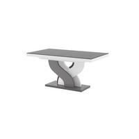 ESSTISCH rechteckig Grau Hochglanz - Weiß Hochglanz ausziehbar 160-256 cm - Weiß Hochglanz/Grau, Holzwerkstoff (89/160/75cm) - designimpex