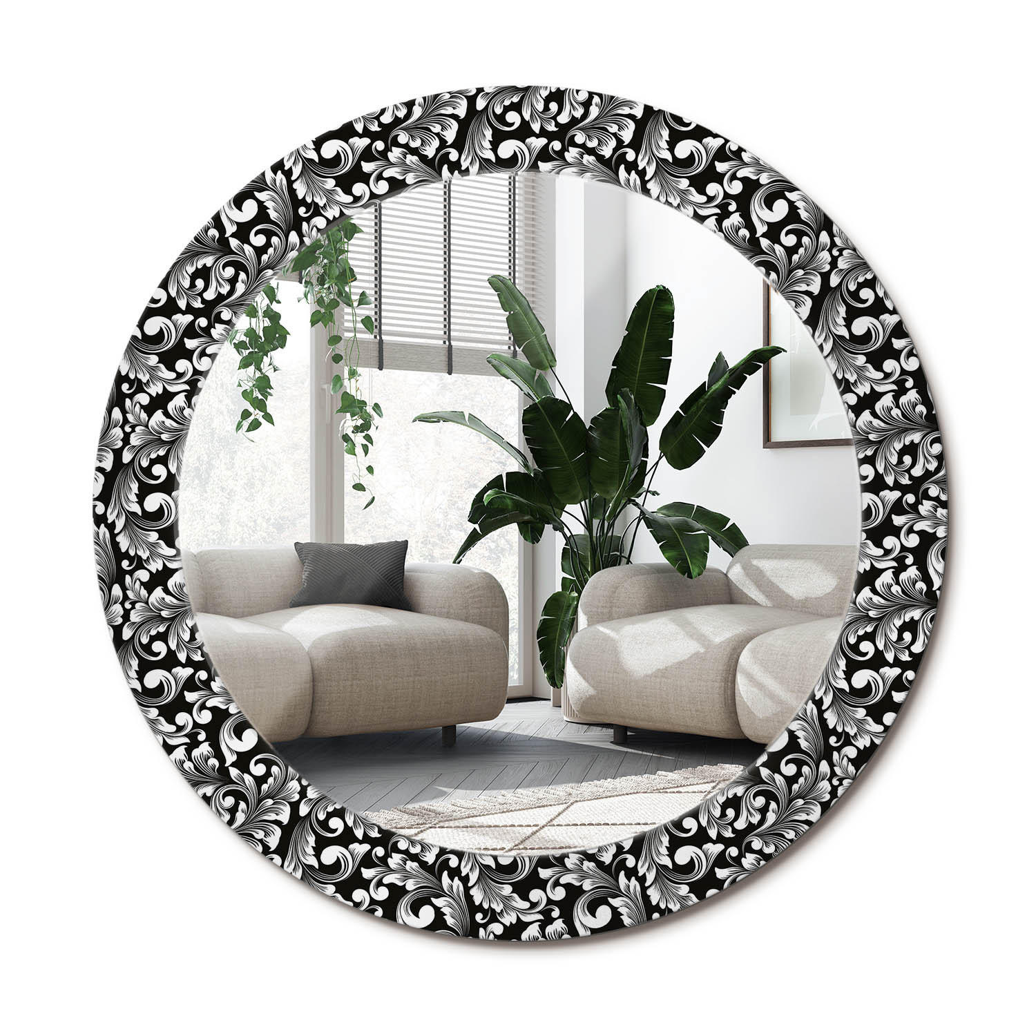 Wallfluent Spiegel Weiß, Schwarz 70x70x0.4 cm