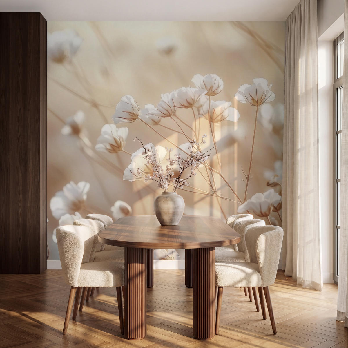 TAPETE - Wild - Blumen - Weiß - 240x220 cm - Creme, Papier (240/220cm) - OnlyWow