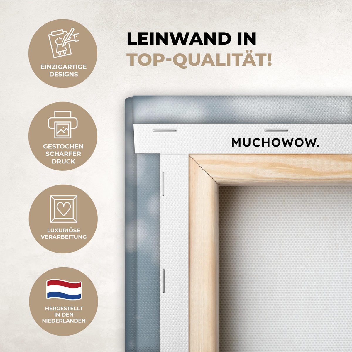 LEINWANDBILD Hirsche - Tiere - Landschaft - Winter - Schnee 60x80 cm - Kastanienfarben, Textil (60/80cm) - MuchoWow