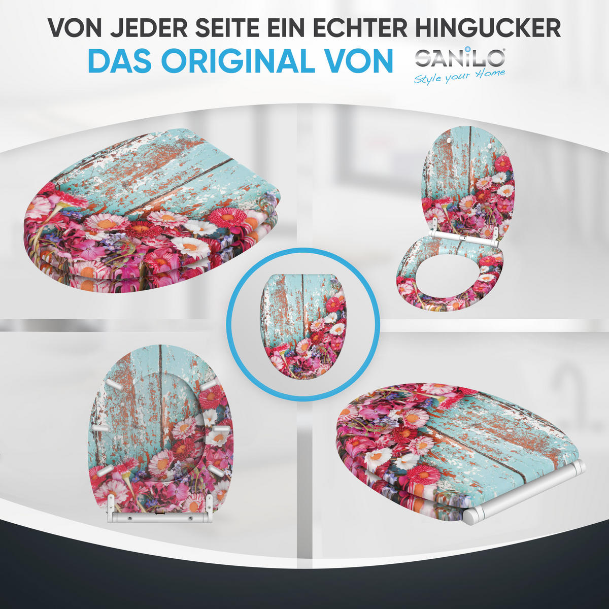 WC-SITZ mit Absenkautomatik & Top Fix Spring - Türkis, Holzwerkstoff (37.7/5.5/48cm) - Sanilo