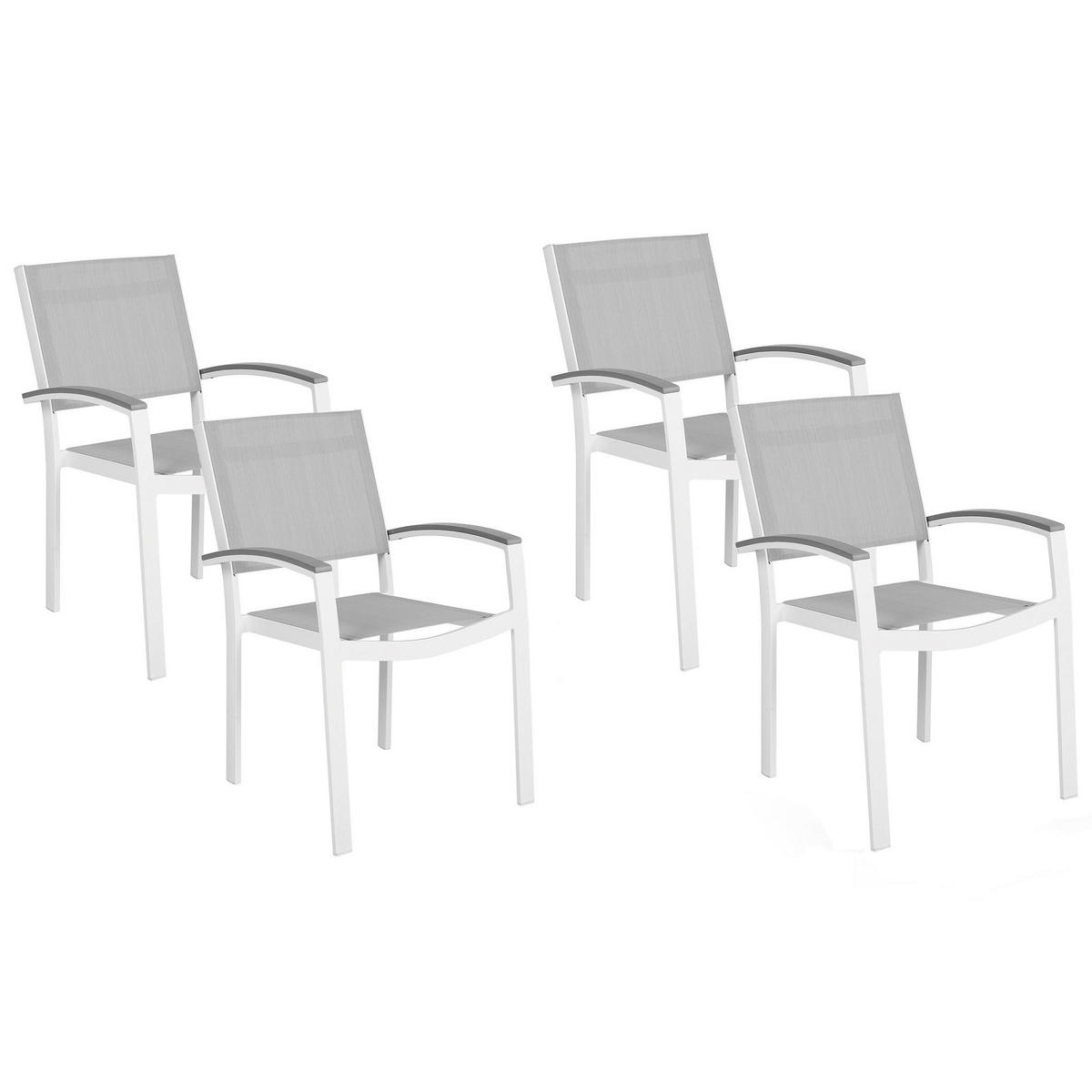 GARTENSTUHL 4er-Set Metall hellgrau Pereta - Hellgrau, Metall (46/86/50cm) - Beliani