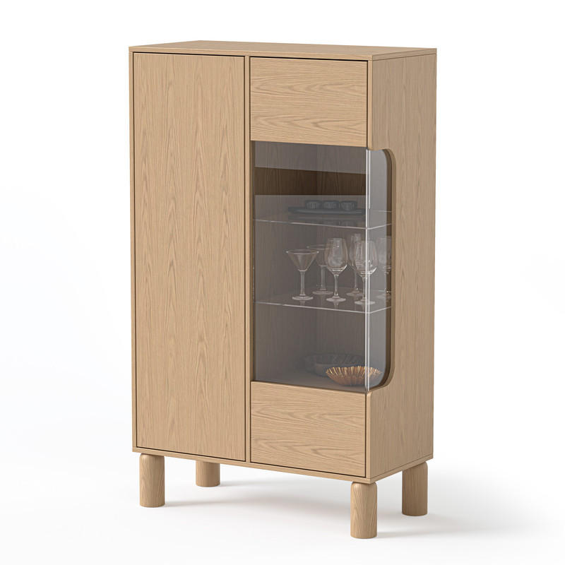VITRINE SENA 145 cm Eiche Bookmatch - Eichefarben, Eichenholz/Holzwerkstoff (89/145.7/40.5cm) - Idohome