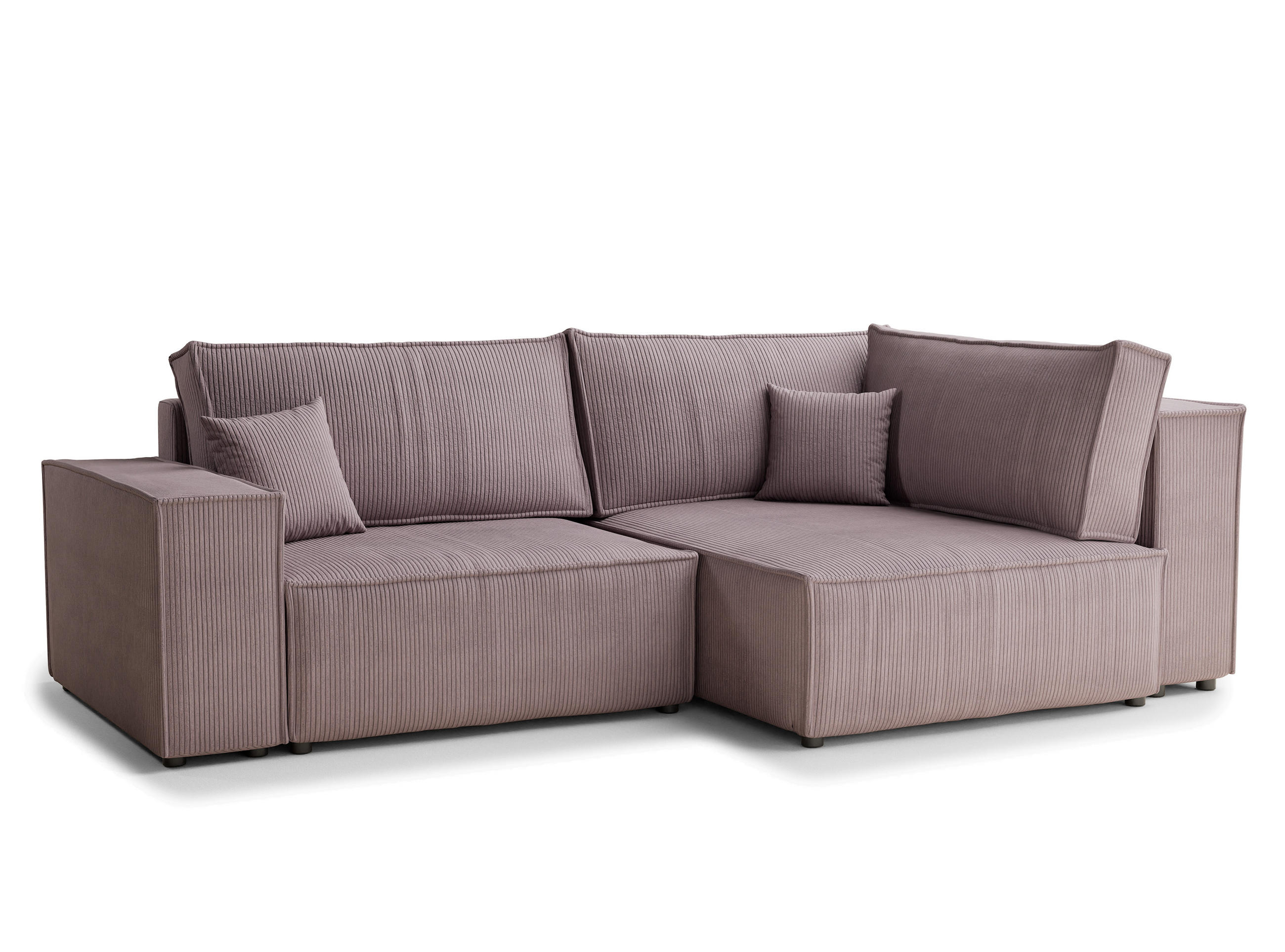 ECKSOFA MIT SCHLAFFUNKTION Tonga Lila Samtstoff - Flieder/Schwarz, Holz/Holzwerkstoff (255/105cm) - Maison de Reve