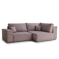 ECKSOFA MIT SCHLAFFUNKTION Tonga Lila Samtstoff - Flieder/Schwarz, Holz/Holzwerkstoff (255/105cm) - Maison de Reve