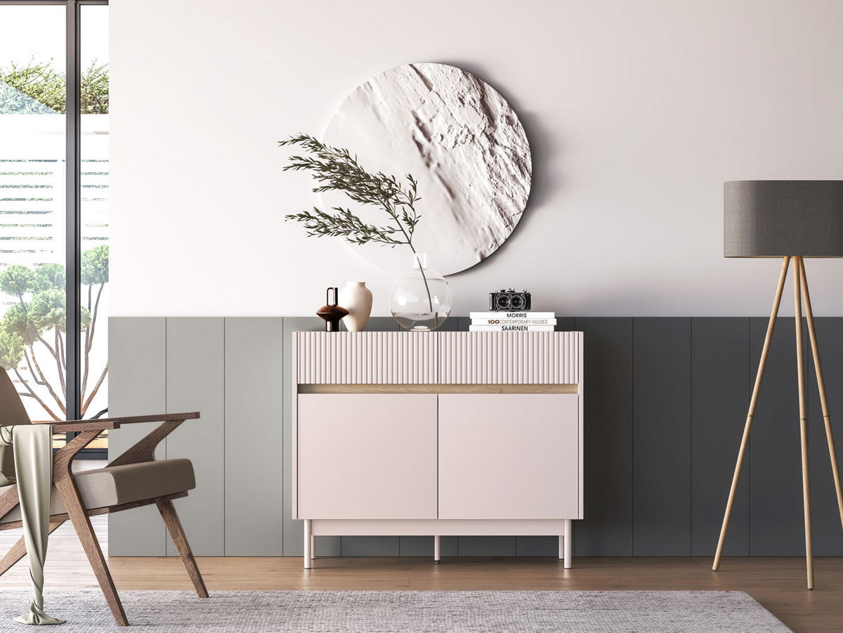 SIDEBOARD Dunea Cashmere / Eiche Cremona Torro 104 / 40 / 85 cm - Kaschmir/Creme, Holz/Holzwerkstoff (104/85/40cm) - Feldmann-Wohnen