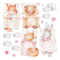 WANDAUFKLEBER 100x135cm - Schlafende Tiere - Multicolor, Kunststoff (100/135/0.1cm) - Wallfluent