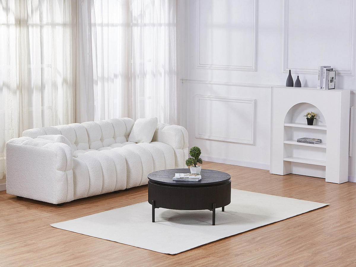 COUCHTISCH mit drehbarer Tischplatte - Eschenfurnier - Schwarz - NORVANE - Schwarz, Holz (80/80/40cm) - Vente-Unique