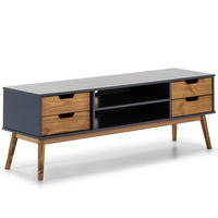 TV-ELEMENT Java 1 Tür 2 Schubladen Grau - Anthrazit, Holz (140/52/40cm) - VS Venta-stock