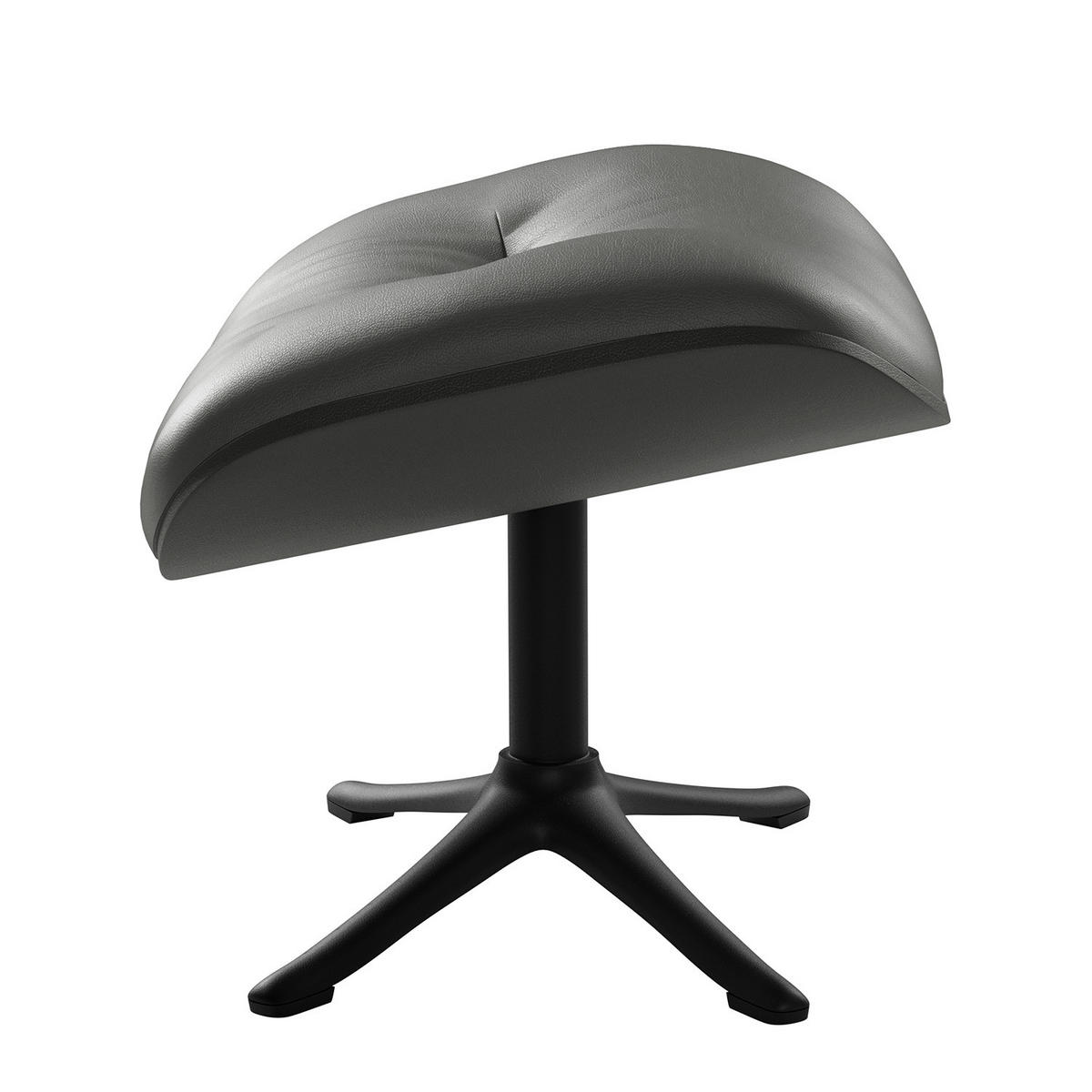 POLSTERHOCKER - Schwarz/Grau, Leder/Metall (44/39/42cm) - home24