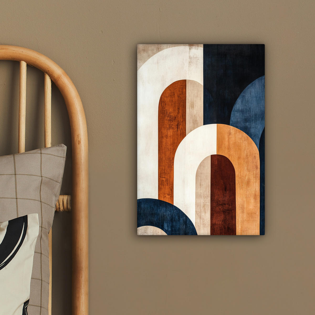 LEINWANDBILD Abstrakt - Formen - Dunkelblau 20x30 cm - Cognac, Textil (20/30cm) - MuchoWow