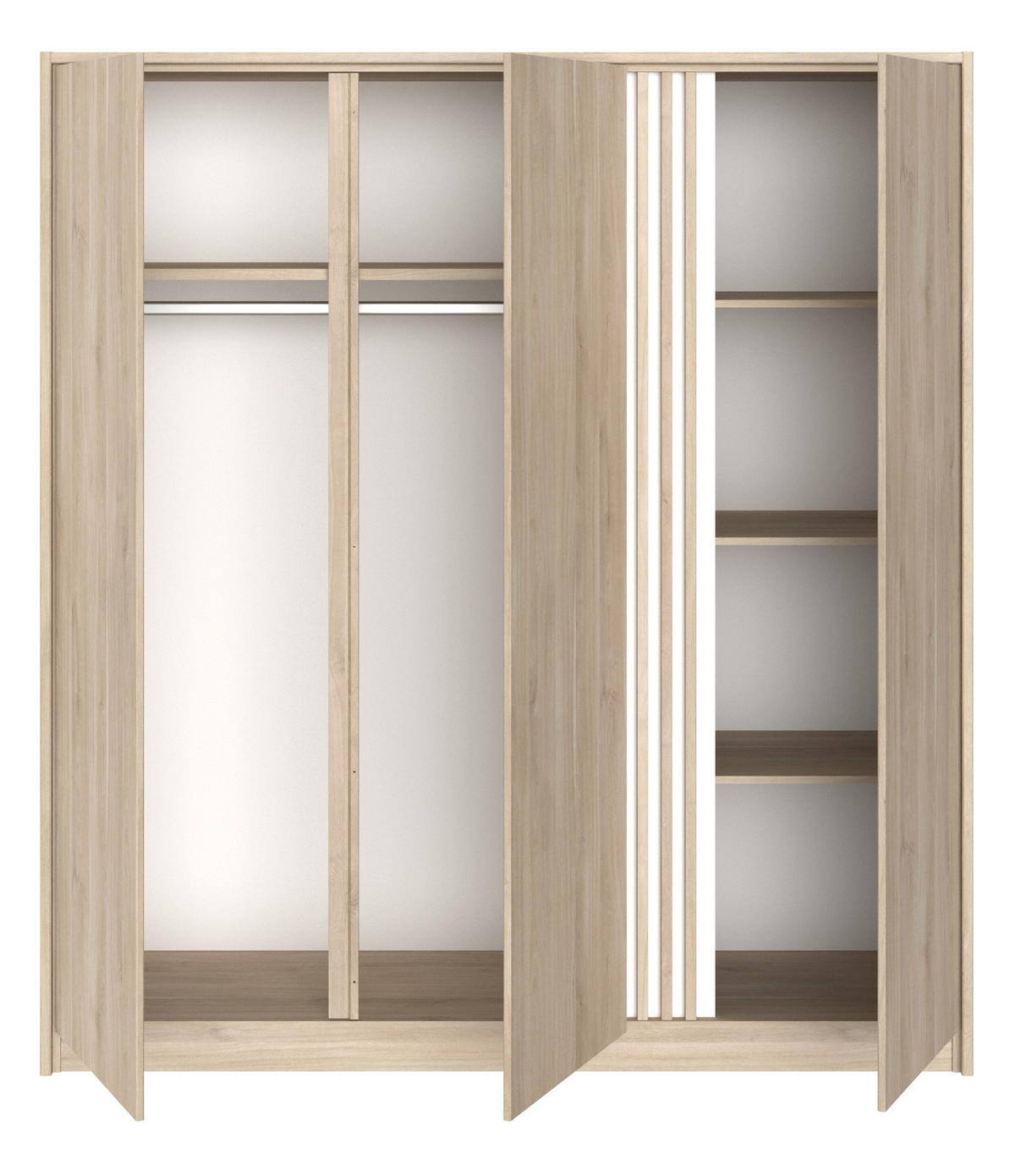 SCHLAFZIMMER-SET Eiche japanisch, Set 2-teilig mit Stauraumbett - Eichefarben, Holzwerkstoff/Metall (236/203/217cm) - Parisot Meuble