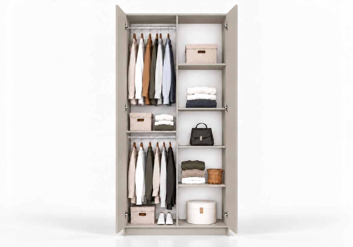 DREHTÜRENSCHRANK ROSA 2D 100/210/55, 2-türig, Kaschmir - Kaschmir/Schwarz, Holzwerkstoff (100/210/55cm) - imoebel24