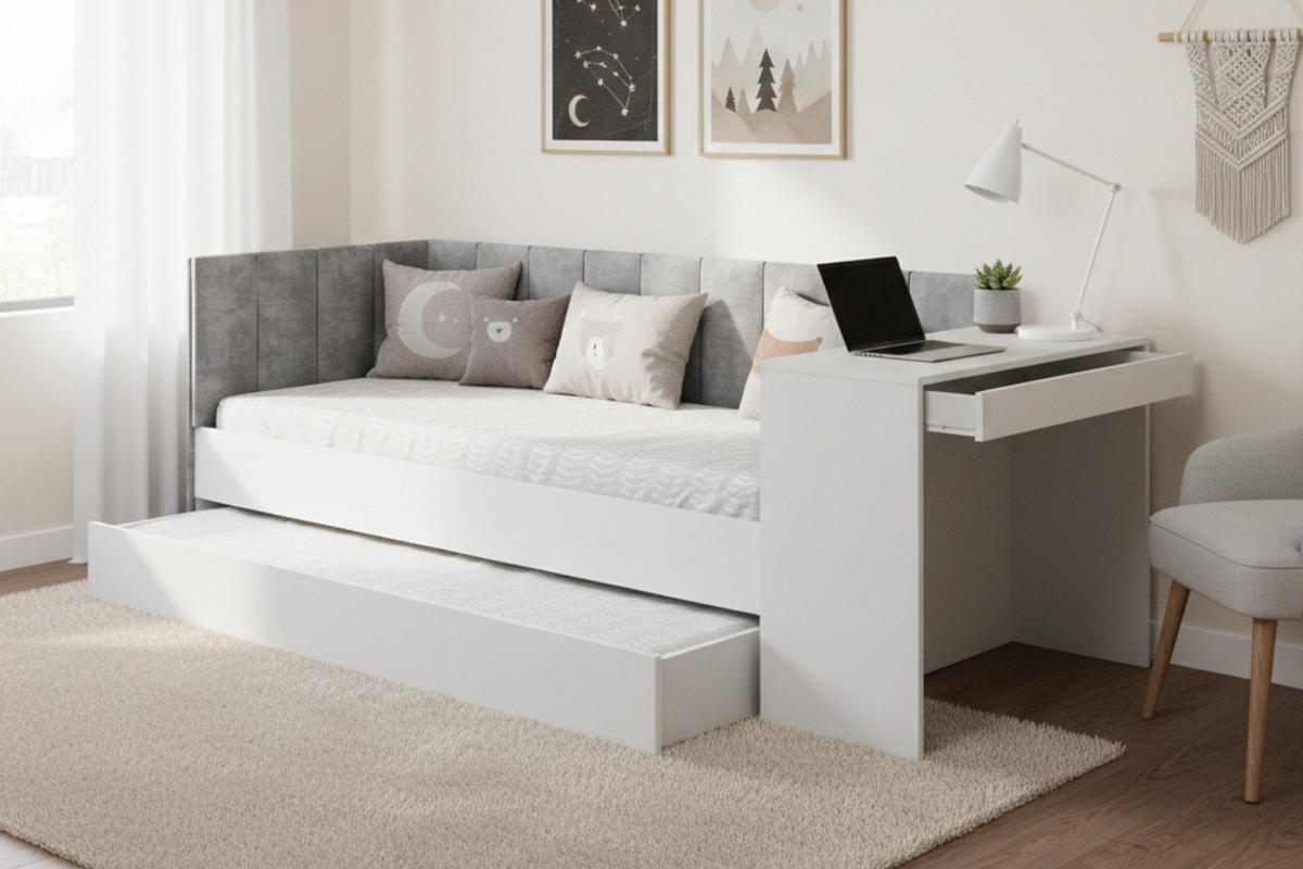 J|UGENDBETT FABIAN 90/200 cm in Weiß links - Weiß, Holzwerkstoff/Textil (90/200cm) - Deine Möbel 24