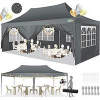 FALTPAVILLON 3 x 6 m Grau Wasserdicht mit 6 Seitenteilen - Grau, Textil (300/320/600cm)