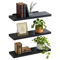 3XPOLICA - čierna, kov/kompozitné drevo (80/4/23cm) - Relaxdays