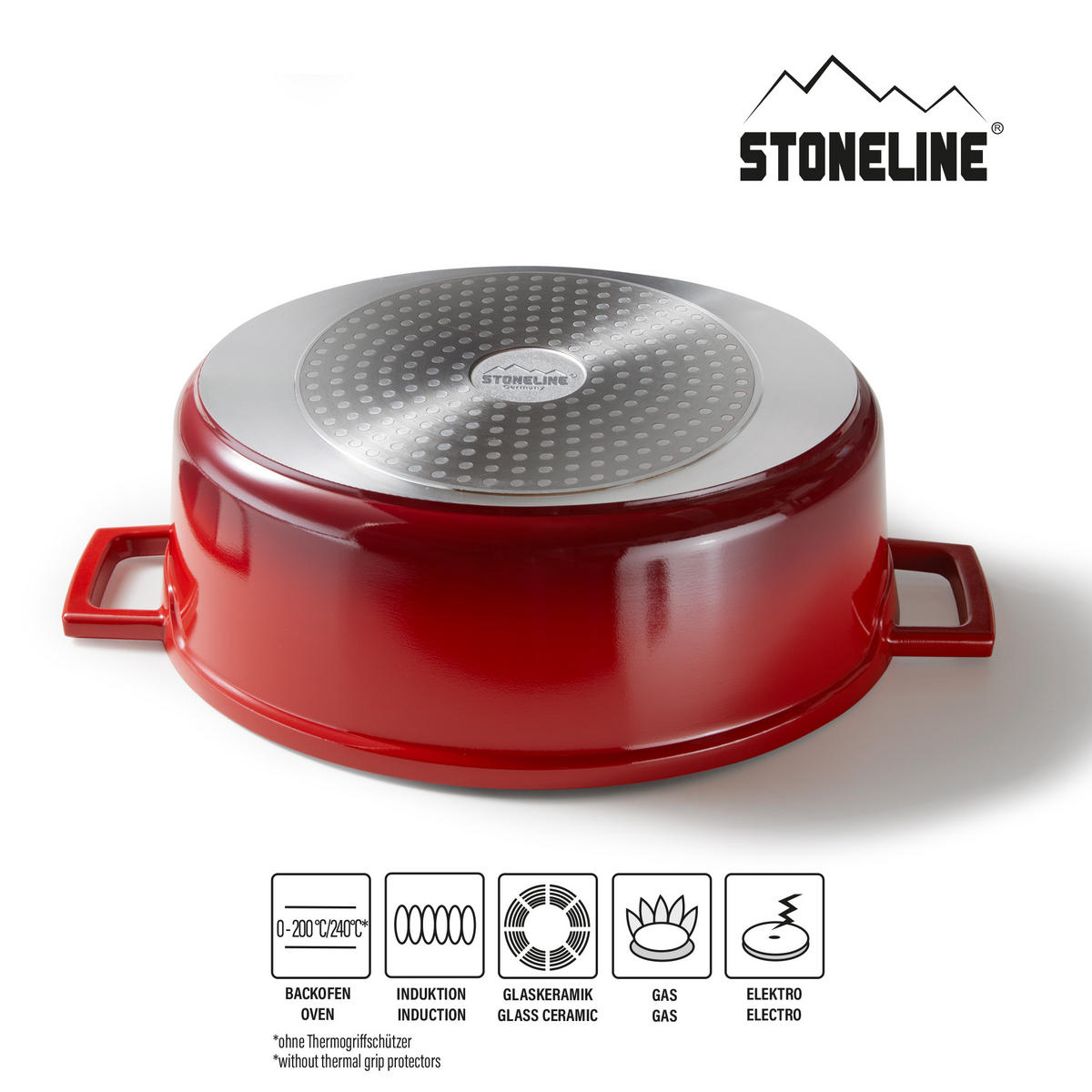GOURMET BRÄTER 32cm 6,6L Rot - Rot, Metall (25/32/12cm) - Stoneline