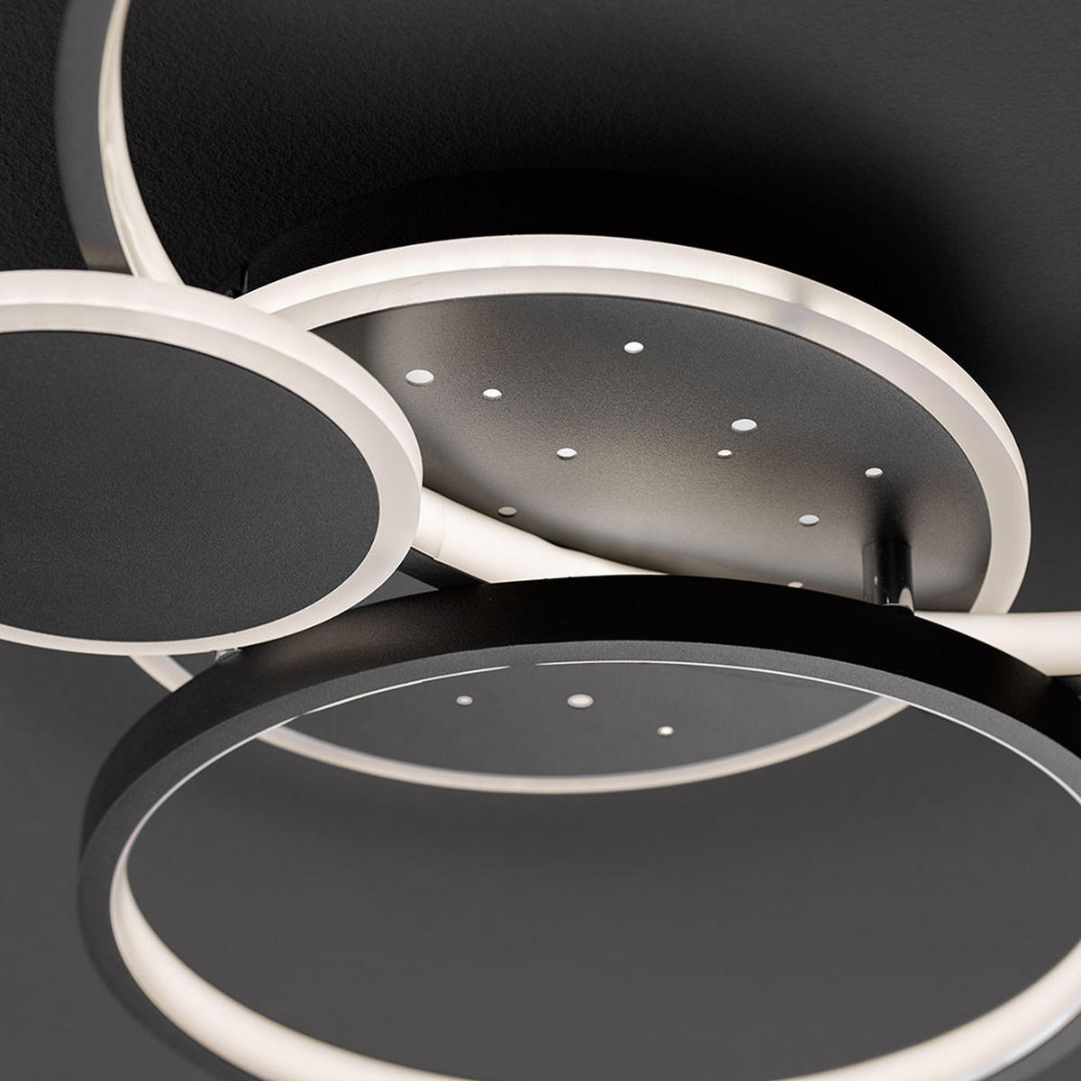 LED DECKENLEUCHTE Ring Design Schwarz - Schwarz, Metall (54/38/9cm) - Wofi