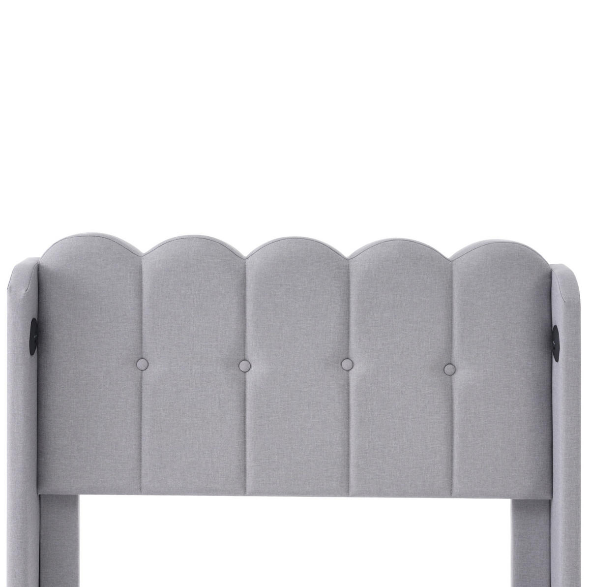 POLSTERBETT mit USB und Typ-C 90x200 cm Leinen Grau - Grau, Metall (90/200cm) - Meubliv