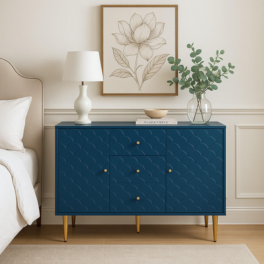 HIGHBOARD Blau 120/40/82CM - Blau, Holzwerkstoff/Metall (40/82/120cm) - Urban Meuble
